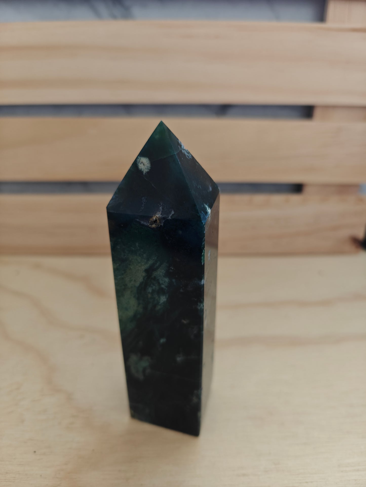 Moss Agate Crystal Tower