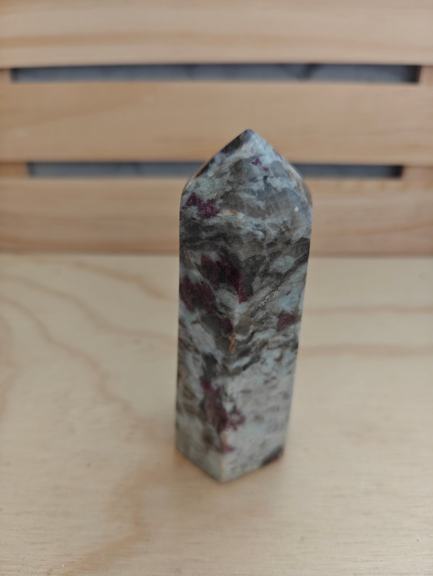 Rubellite Plum Tourmaline in Quartz Crystal Tower