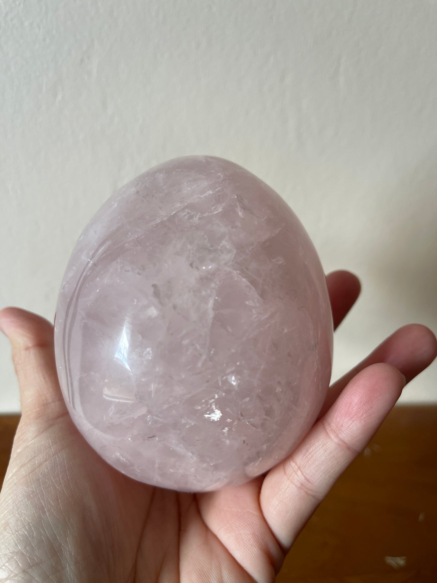 Rose Quartz Crystal Egg Carving