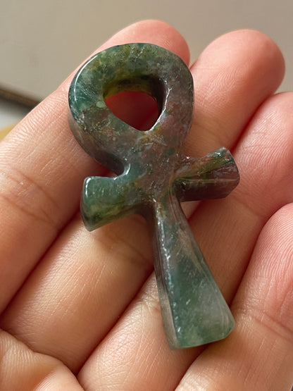 Ankh Mini-Cross Carving-Ocean Jasper