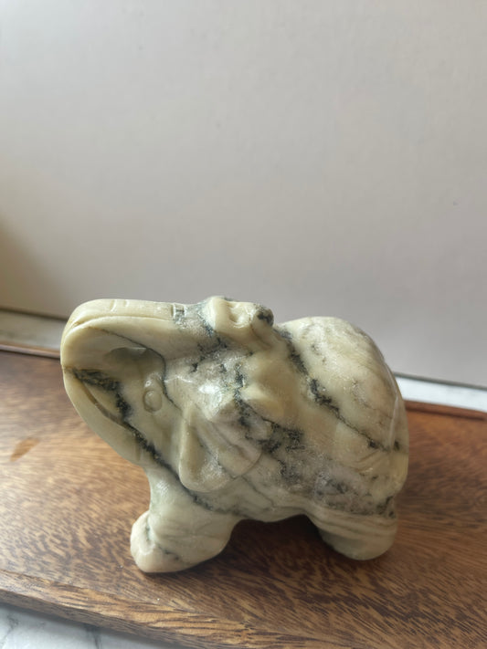 Banded Calcite/Marble  Elephant Crystal Carving