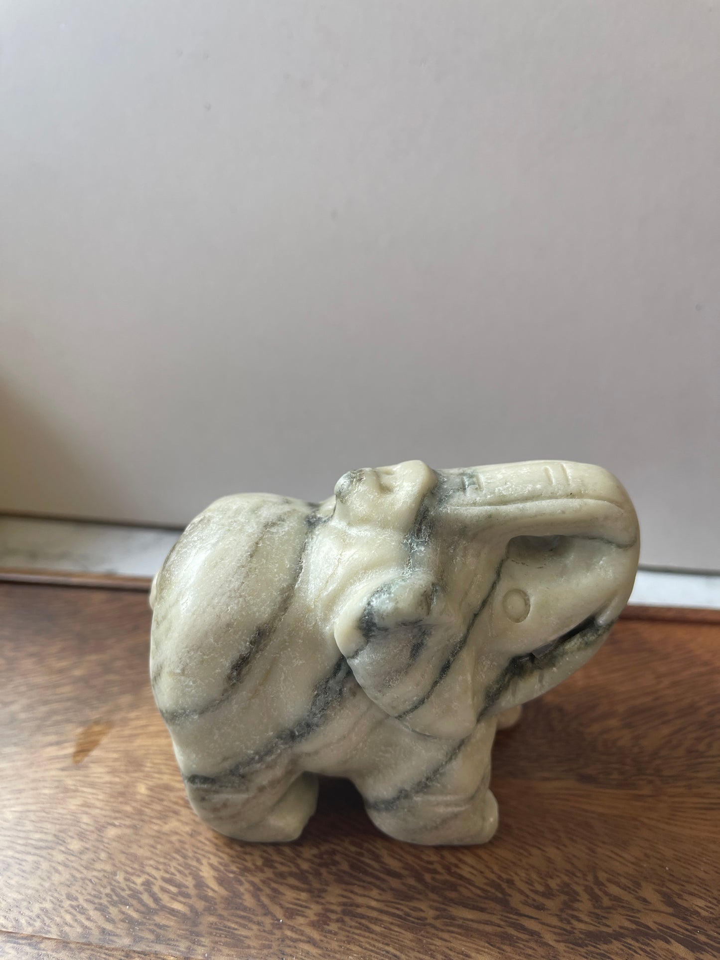 Banded Calcite/Marble  Elephant Crystal Carving