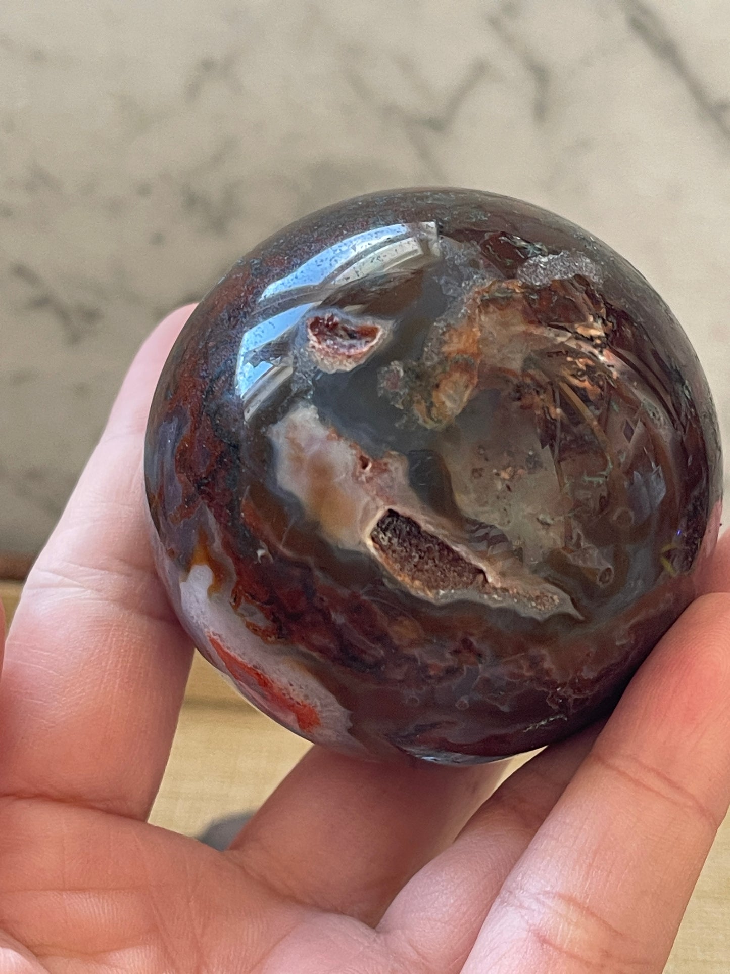 Red Moss Agate Crystal Sphere