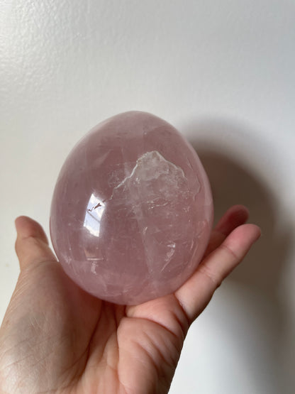 Rose Quartz Crystal Egg Carving