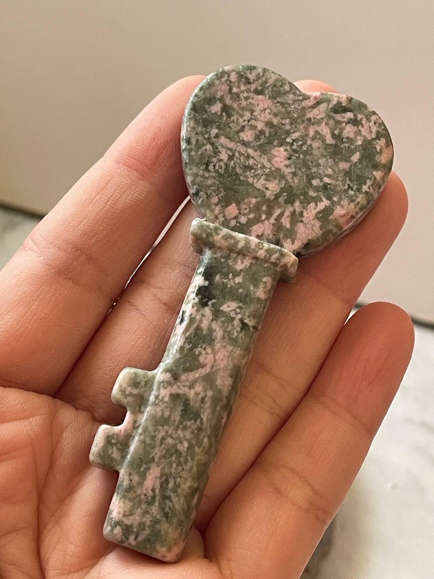 Rhodonite Key Carving