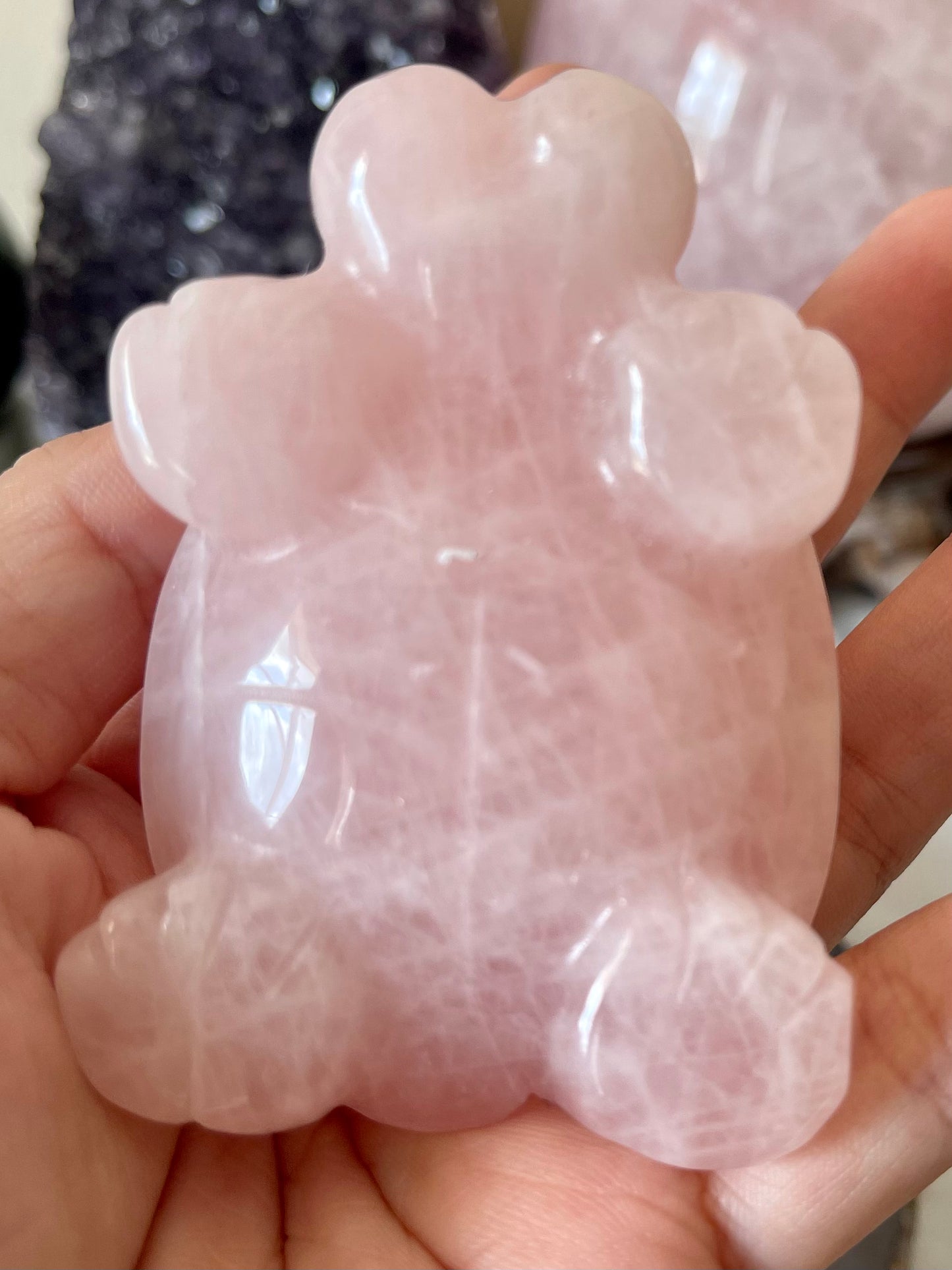 Rose Quartz Turtle Crystal Carving