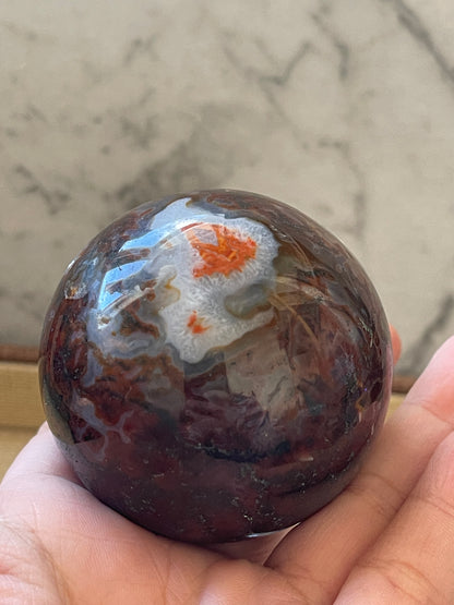 Red Moss Agate Crystal Sphere