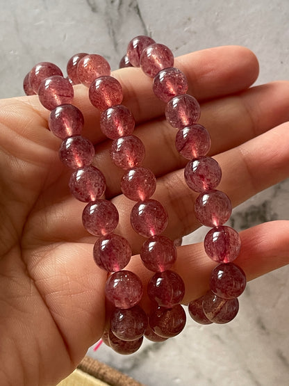 Strawberry Quartz Crystal Bracelet