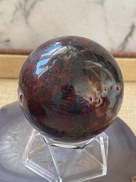 Red Moss Agate Crystal Sphere