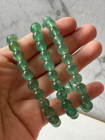 Green Strawberry Quartz Crystal Bracelet