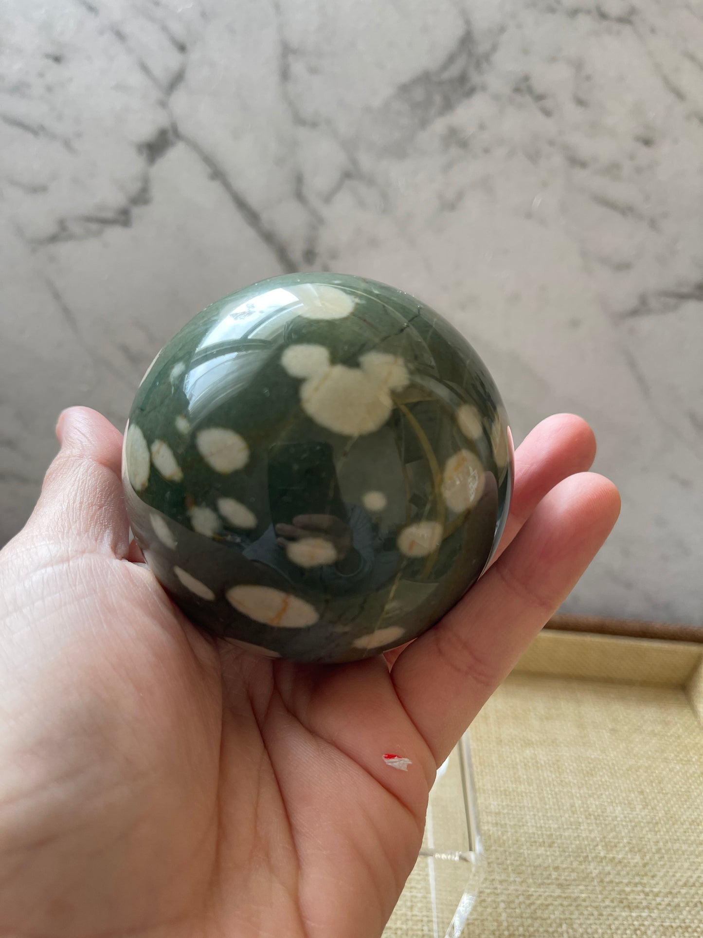 Green Spotted Jasper Crystal Sphere