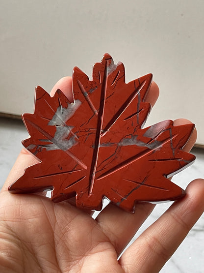 Red Jasper Leaf Crystal Carving