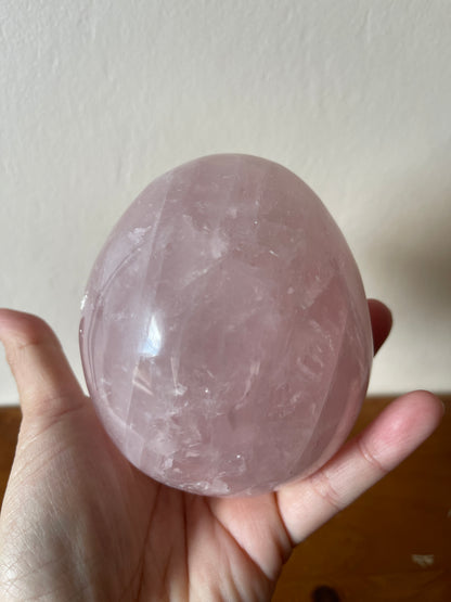 Rose Quartz Crystal Egg Carving