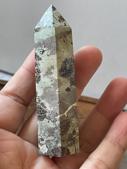 Rhyolite/Green Flower Jasper Crystal Point