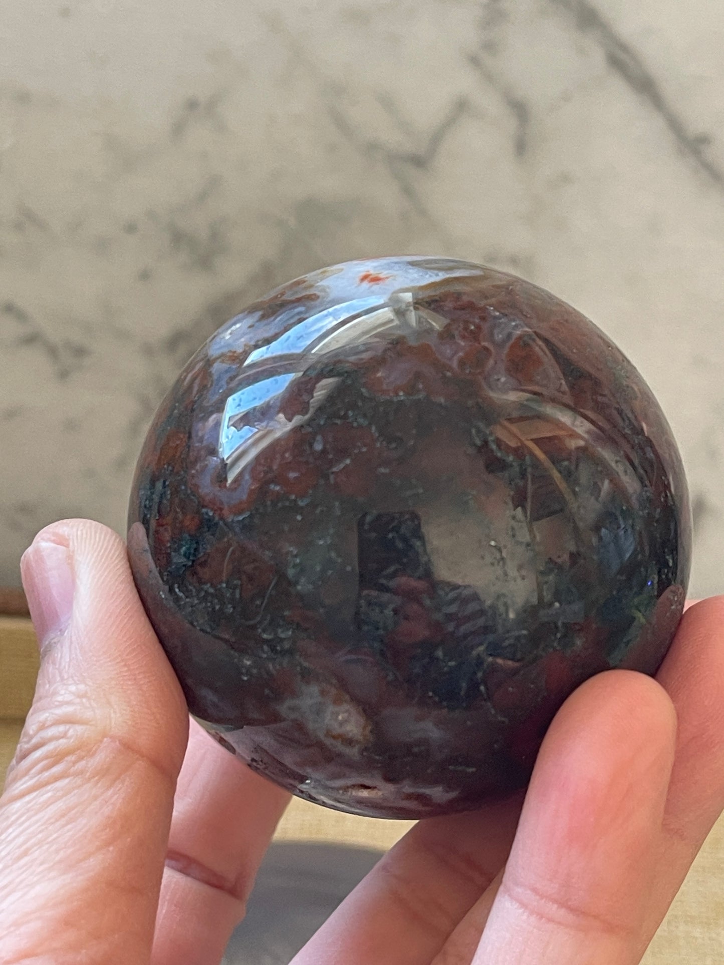 Red Moss Agate Crystal Sphere