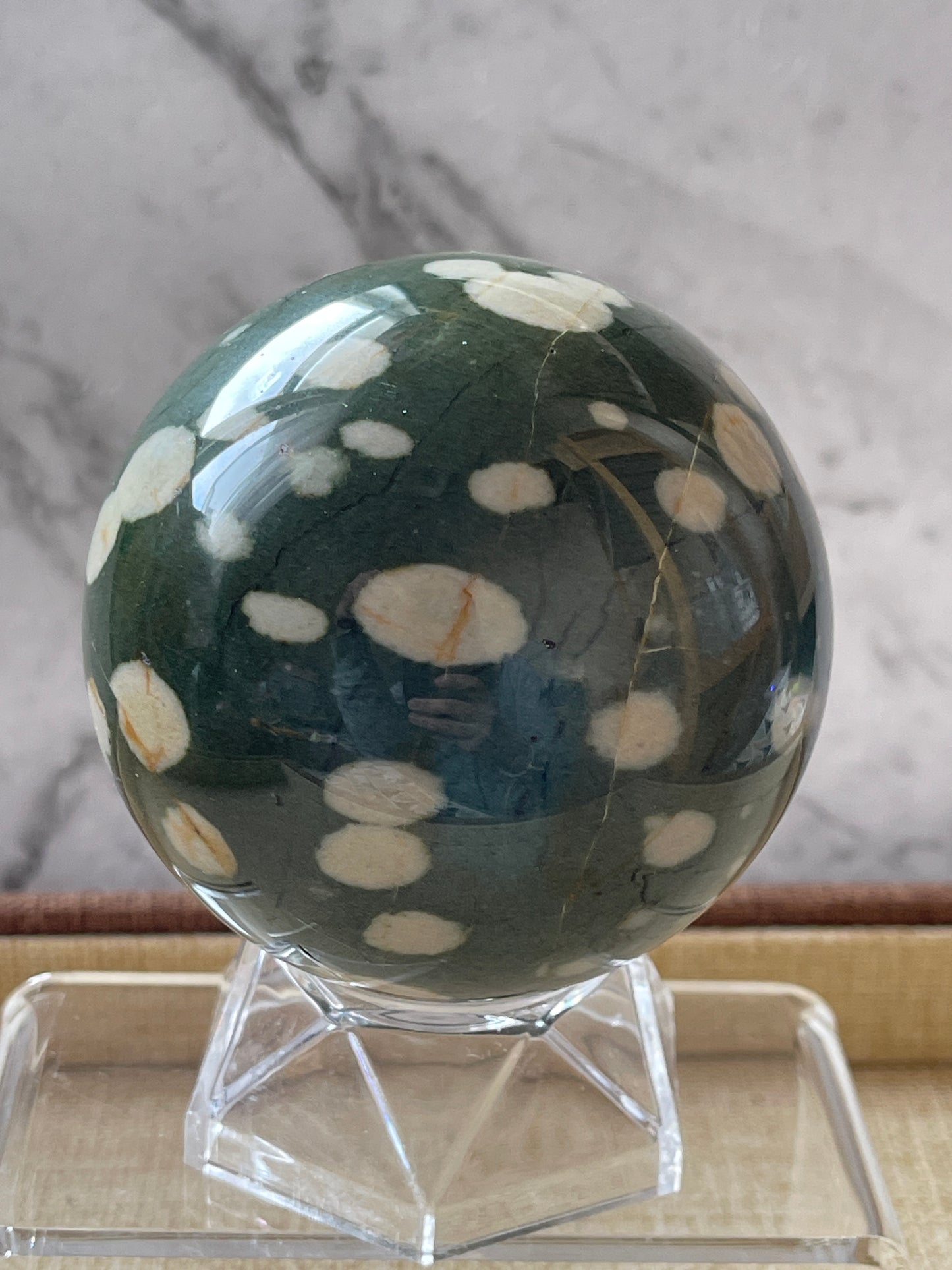 Green Spotted Jasper Crystal Sphere