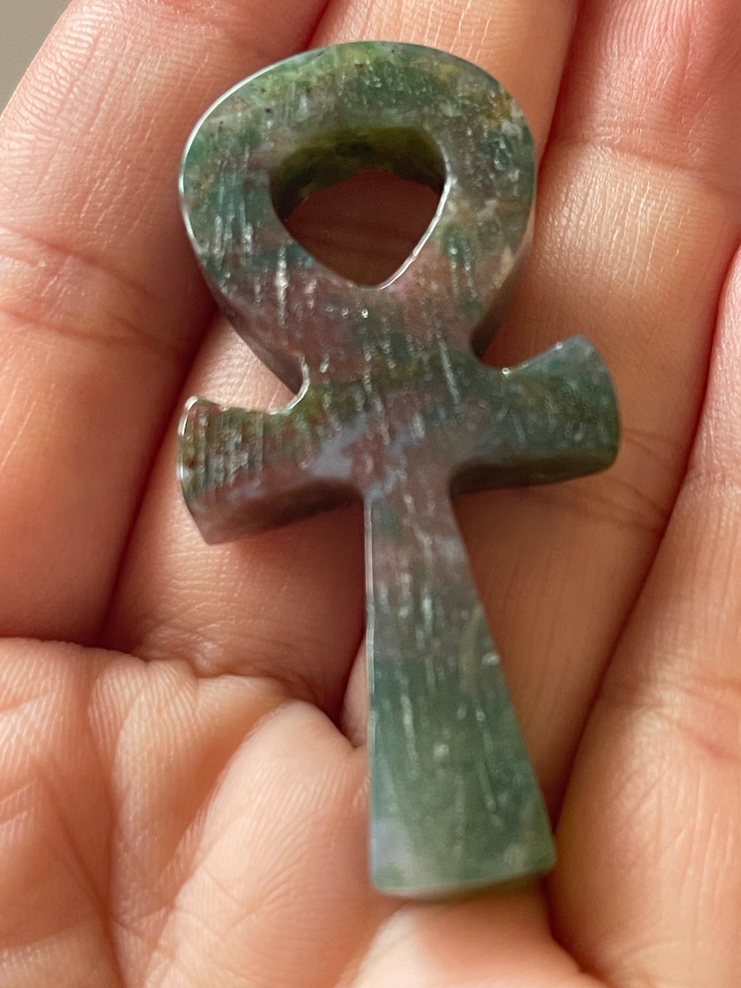 Ankh Mini-Cross Carving-Ocean Jasper