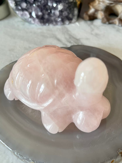 Rose Quartz Turtle Crystal Carving