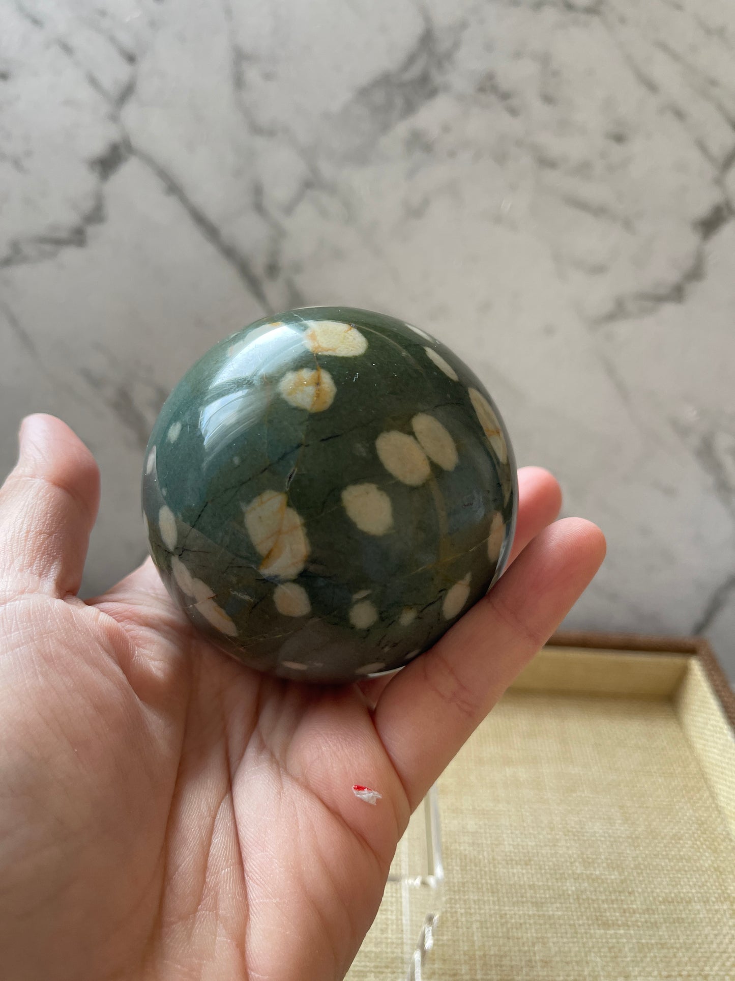 Green Spotted Jasper Crystal Sphere