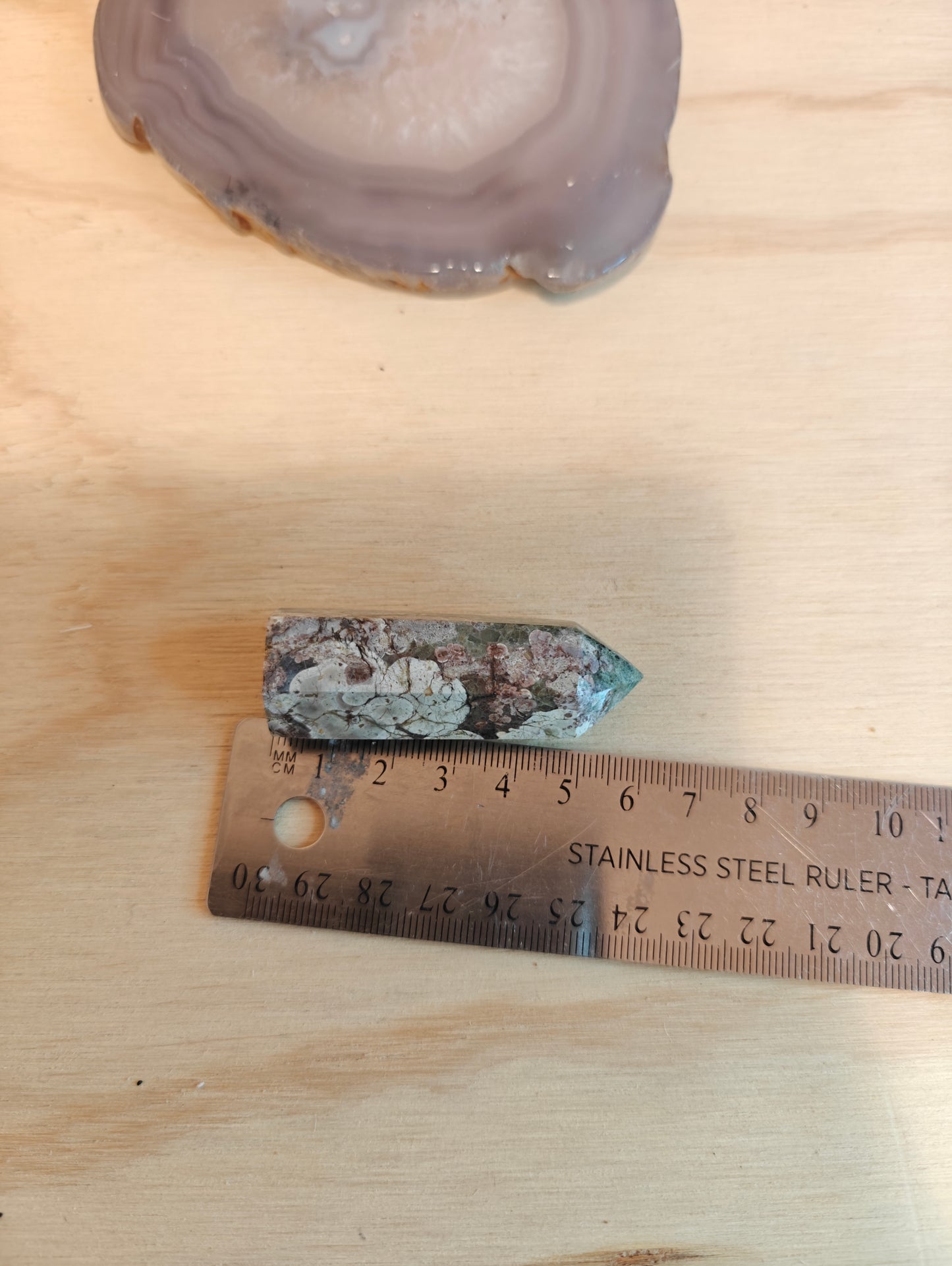 Rhyolite/Green Flower Jasper Crystal Point