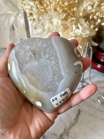 Orca Agate Heart Druzy with Display Holder