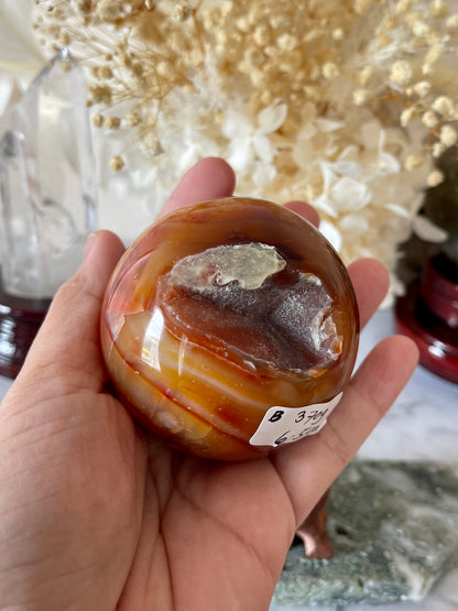 Carnelian Sphere with Druzy