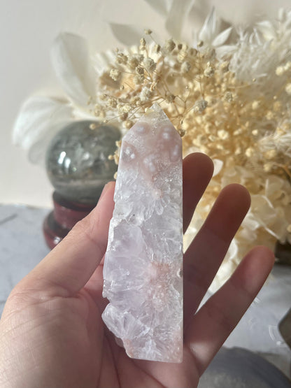 Flower Agate Druzy Tower